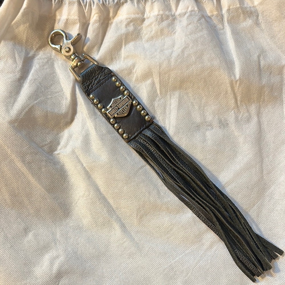 Harley Davidson leather fringe key or clip on holder